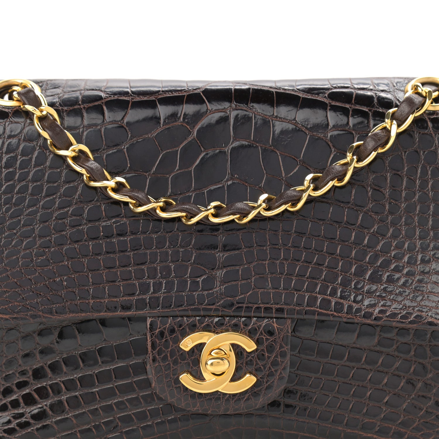 Chanel Alligator Small Double Flap Brown 9 of 11