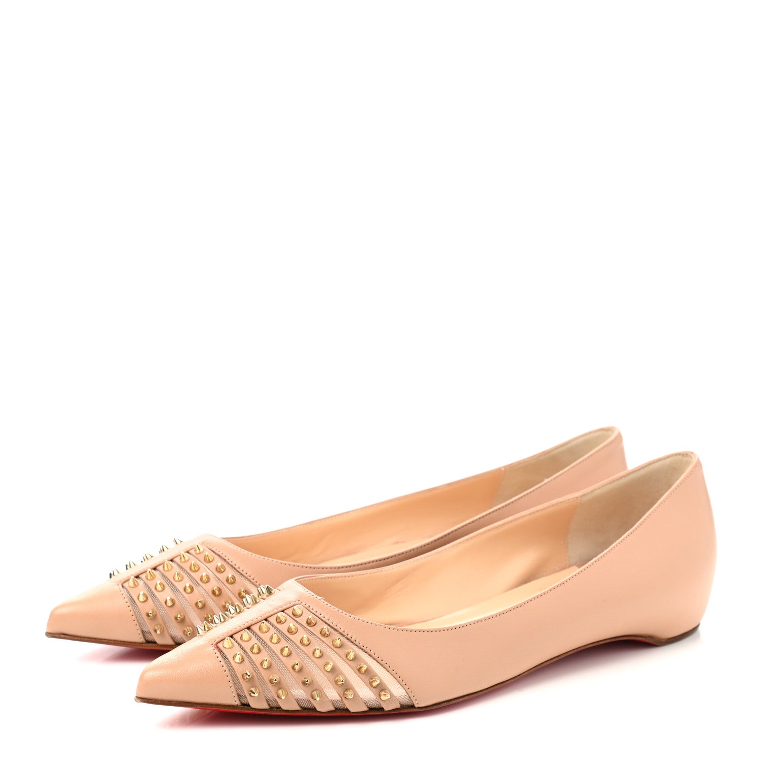 Christian Louboutin Kid Bareta Flats 37 Nude Light Gold 3 of 7