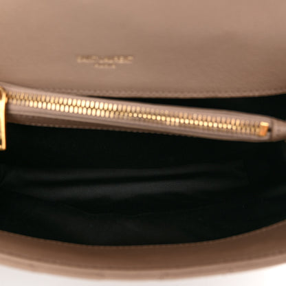 Saint Laurent Sheepskin Matelasse Chevron Monogram Medium College Bag Dark Beige 5 of 10