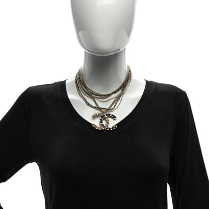 Chanel Lambskin Chain CC Multi Strand Necklace Gold Black 2 of 4