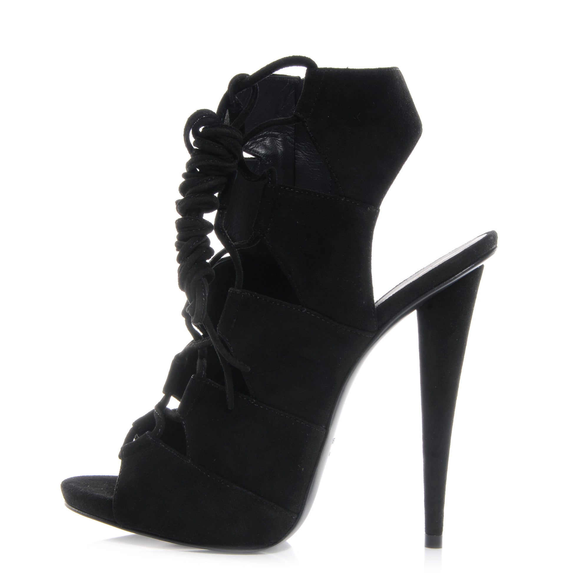 FASHIONPHILE GIUSEPPEZANOTTISuedeLaceUpPaneledSandals37.5Black 1 of 6