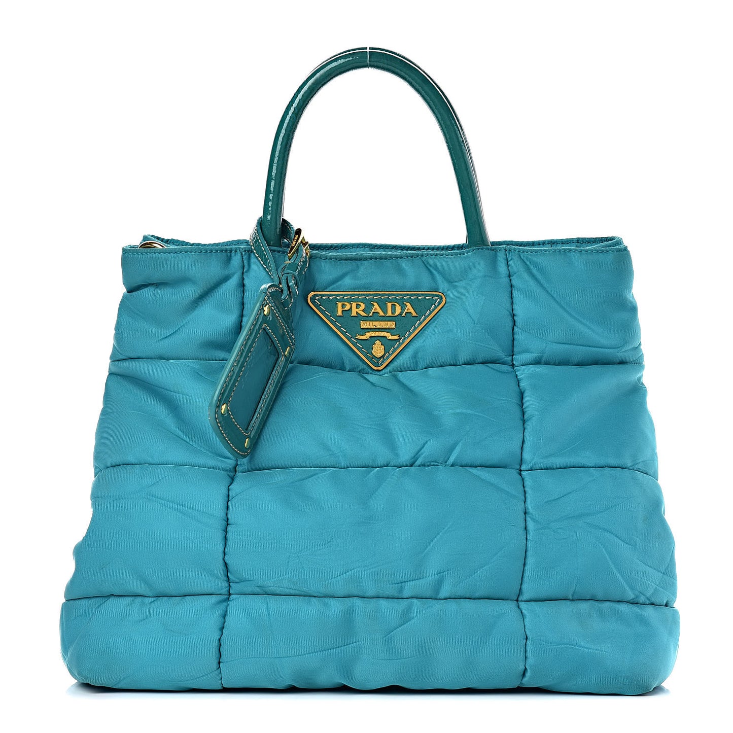 Tessuto Nylon Quilted Tote Turchese