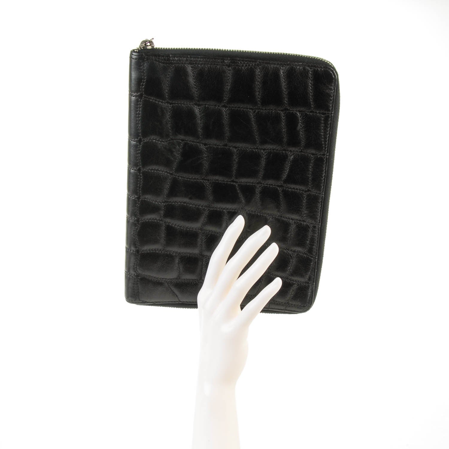 Chanel Calfskin Coco's Croc Zip Around Notebook Cover Black 2 of 8