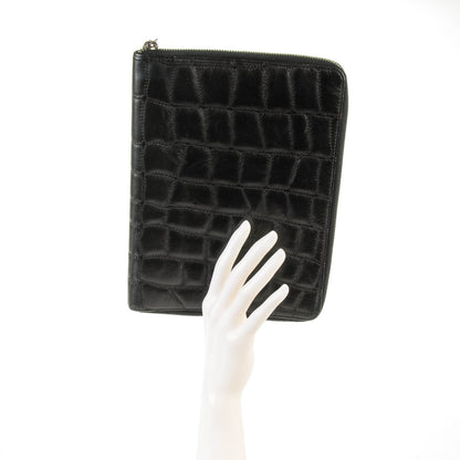 Chanel Calfskin Coco's Croc Zip Around Notebook Cover Black 2 of 8