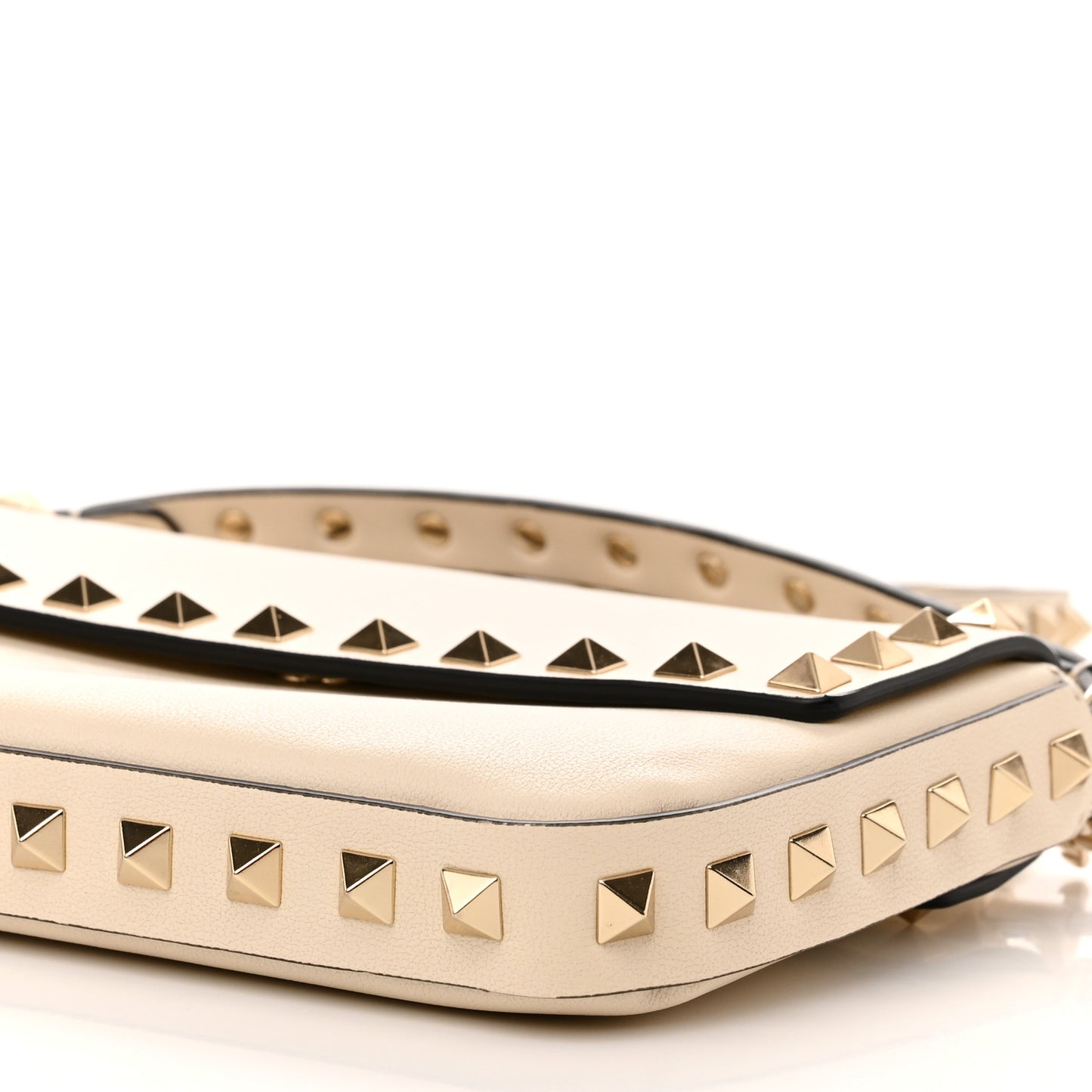 Calfskin Rockstud Crossbody Pouch Light Ivory