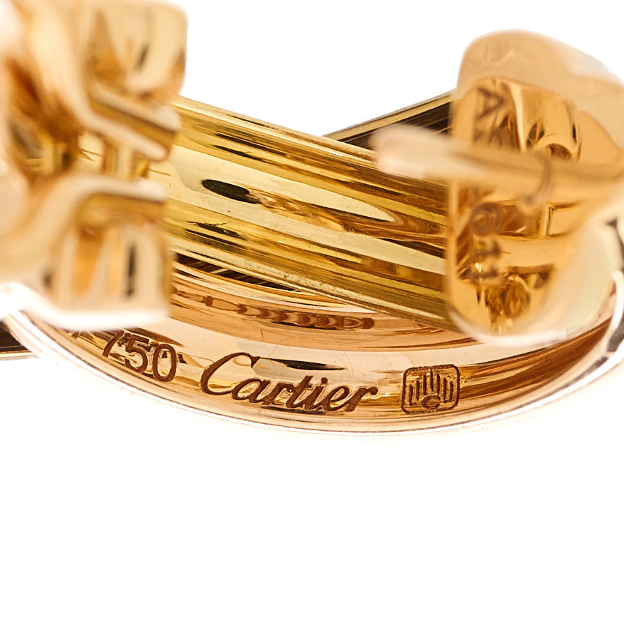 18K Pink Yellow White Gold Classic Trinity Hoop Earrings