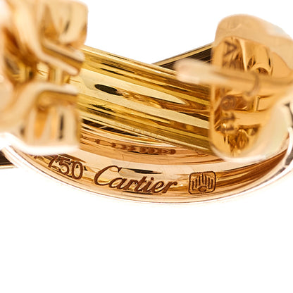Cartier 18K Pink Yellow White Gold Classic Trinity Hoop Earrings 4 of 6