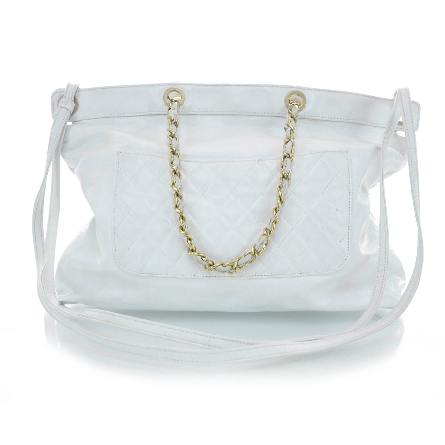 Chanel Leather Metal Mosaic Shoulder Bag White 3 of 9