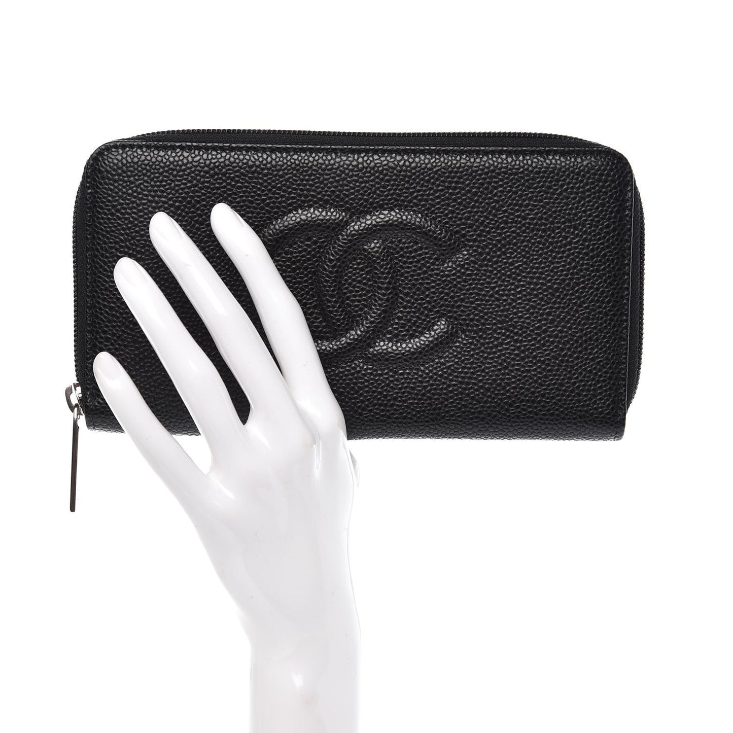 Caviar Large Timeless CC Zip Around Wallet Black