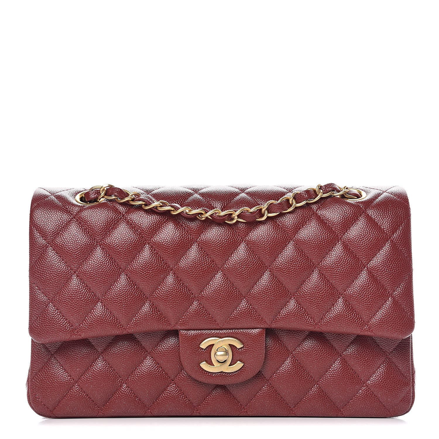 Chanel Iridescent Caviar Quilted Medium Double Flap Burgundy 1 of 9