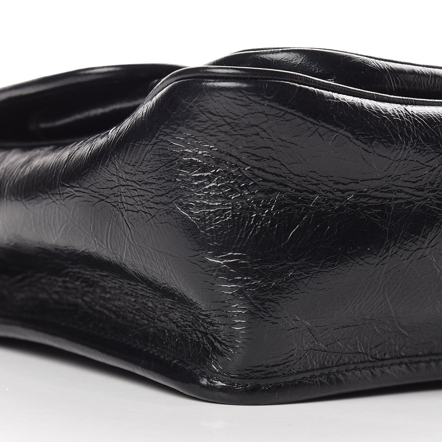 Crinkled Calfskin Matelasse Monogram Medium Niki Chain Satchel Black