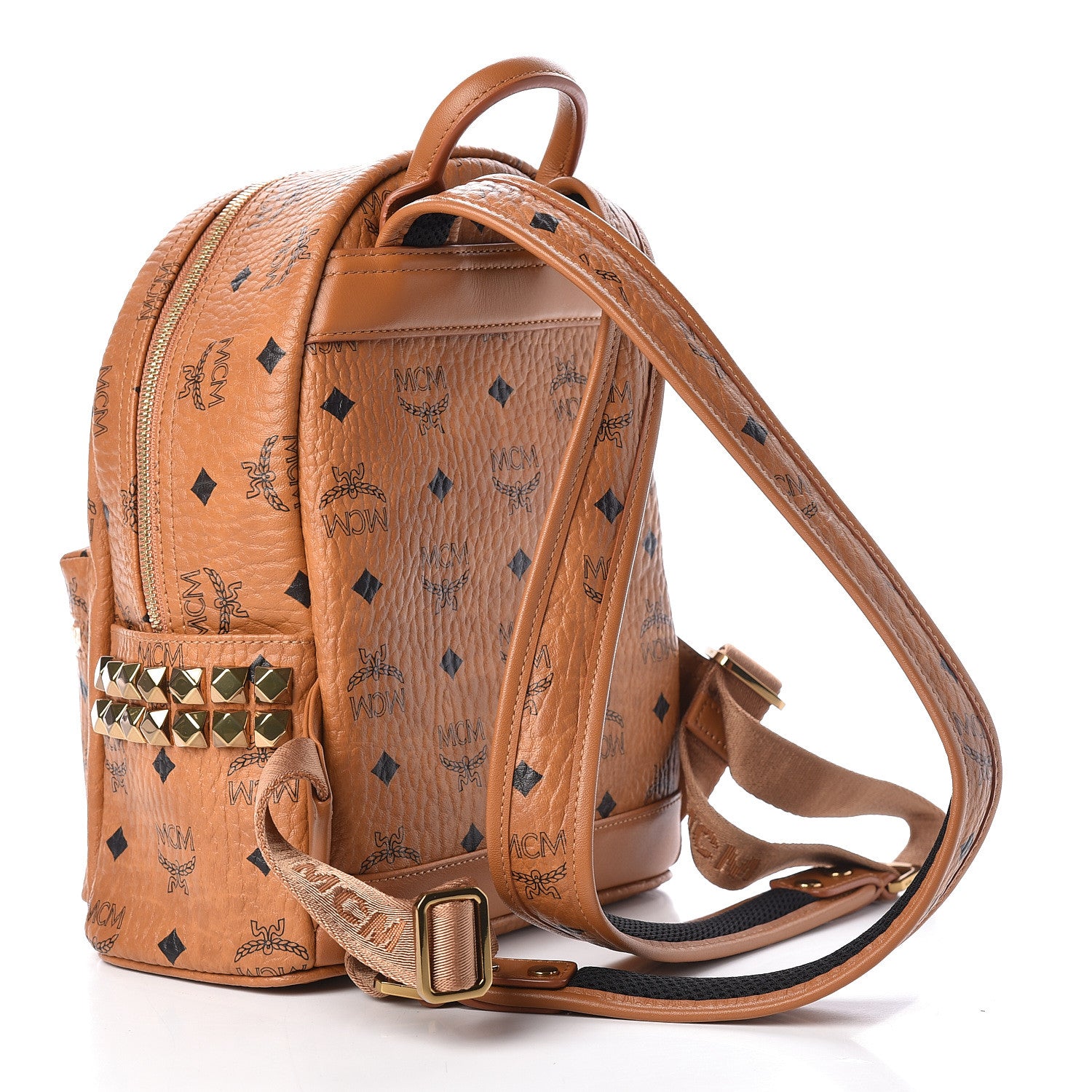 MCM Visetos Side Stud Mini Stark Backpack Cognac 3 of 11