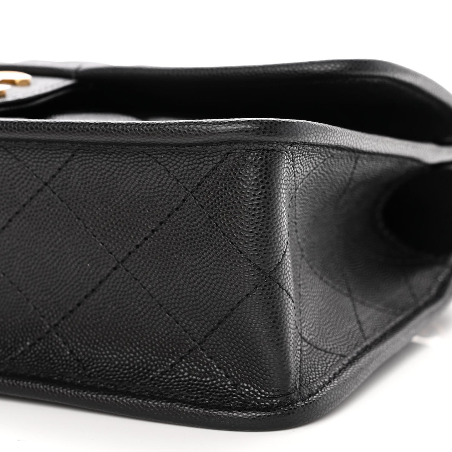 Caviar Quilted School Memory Small Top Handle Flap Black