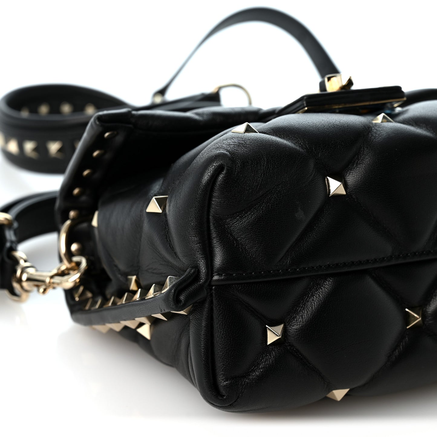 Nappa Mini Candystud Top Handle Bag Black
