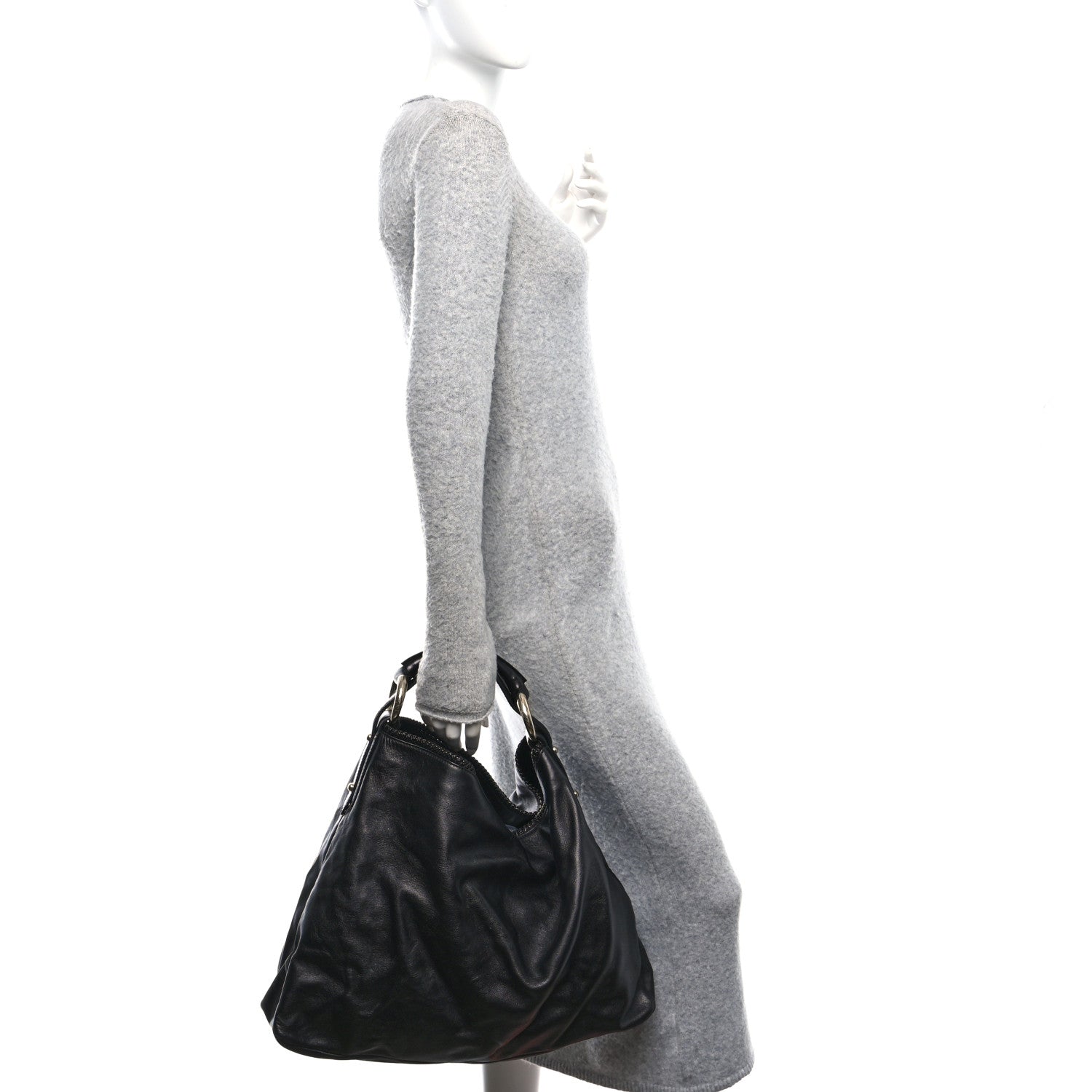 Gucci Calfskin Large Horsebit Chain Hobo Black 2 of 10