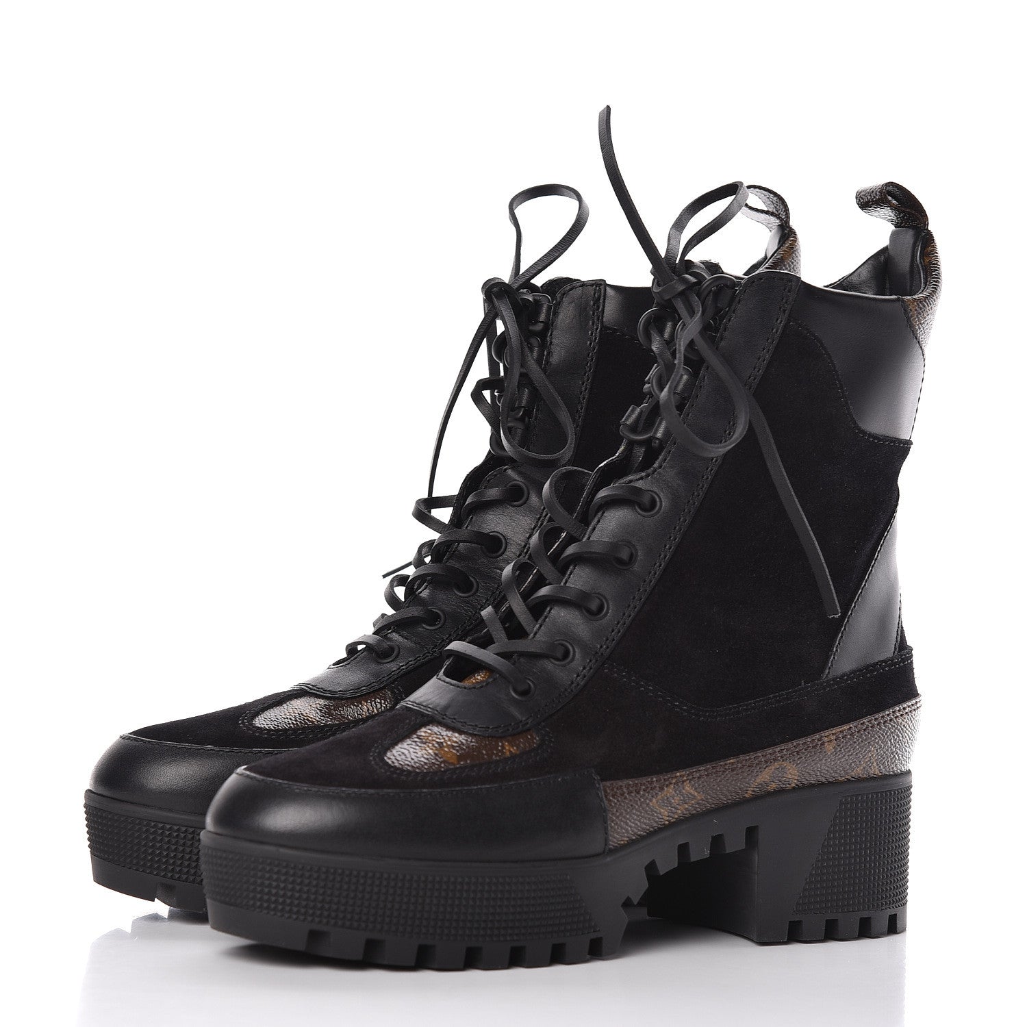 Louis Vuitton Suede Calfskin Monogram Laureate Platform Desert Boots 40 Black 3 of 7