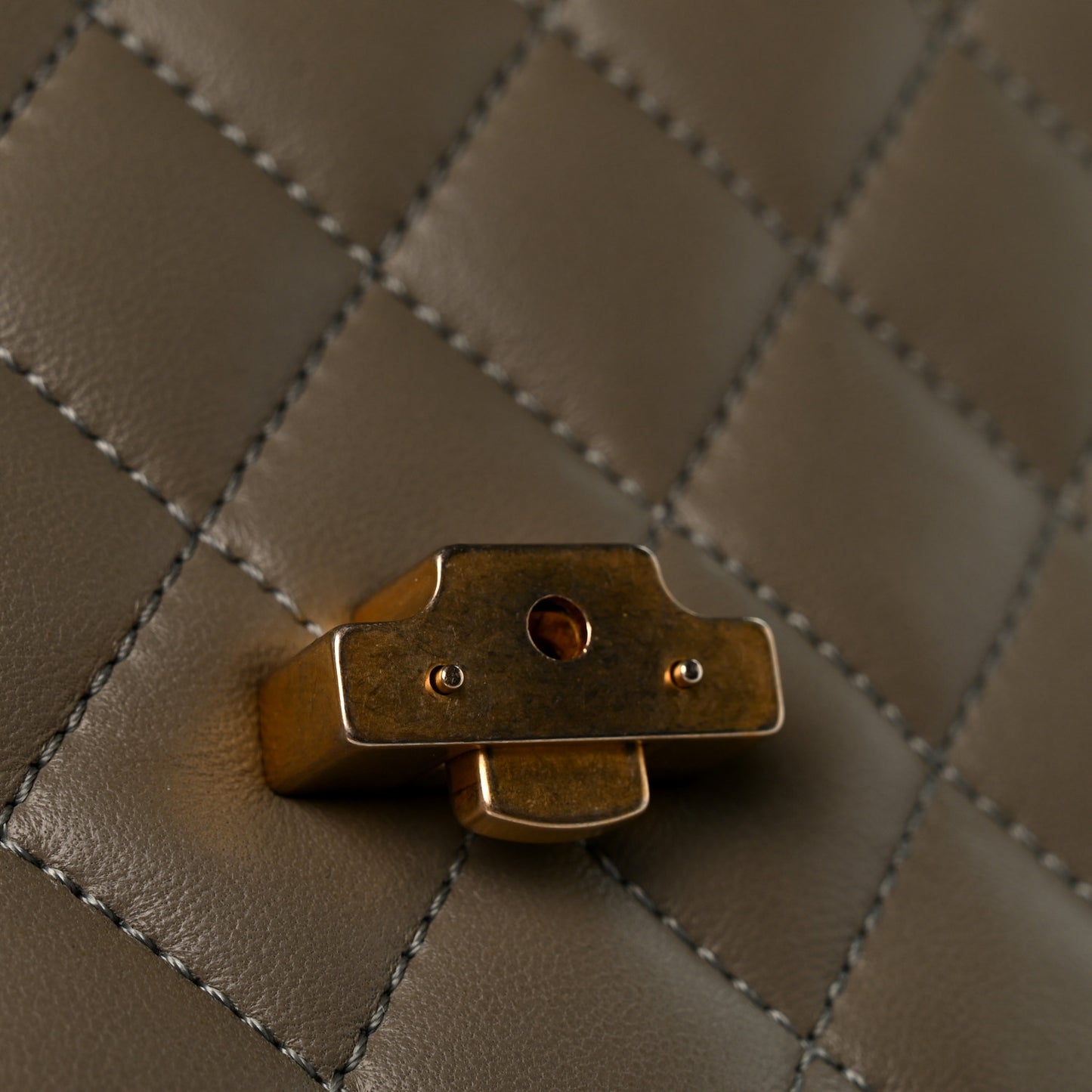 Lambskin Quilted Small CC Chic Flap Grey Dark Navy