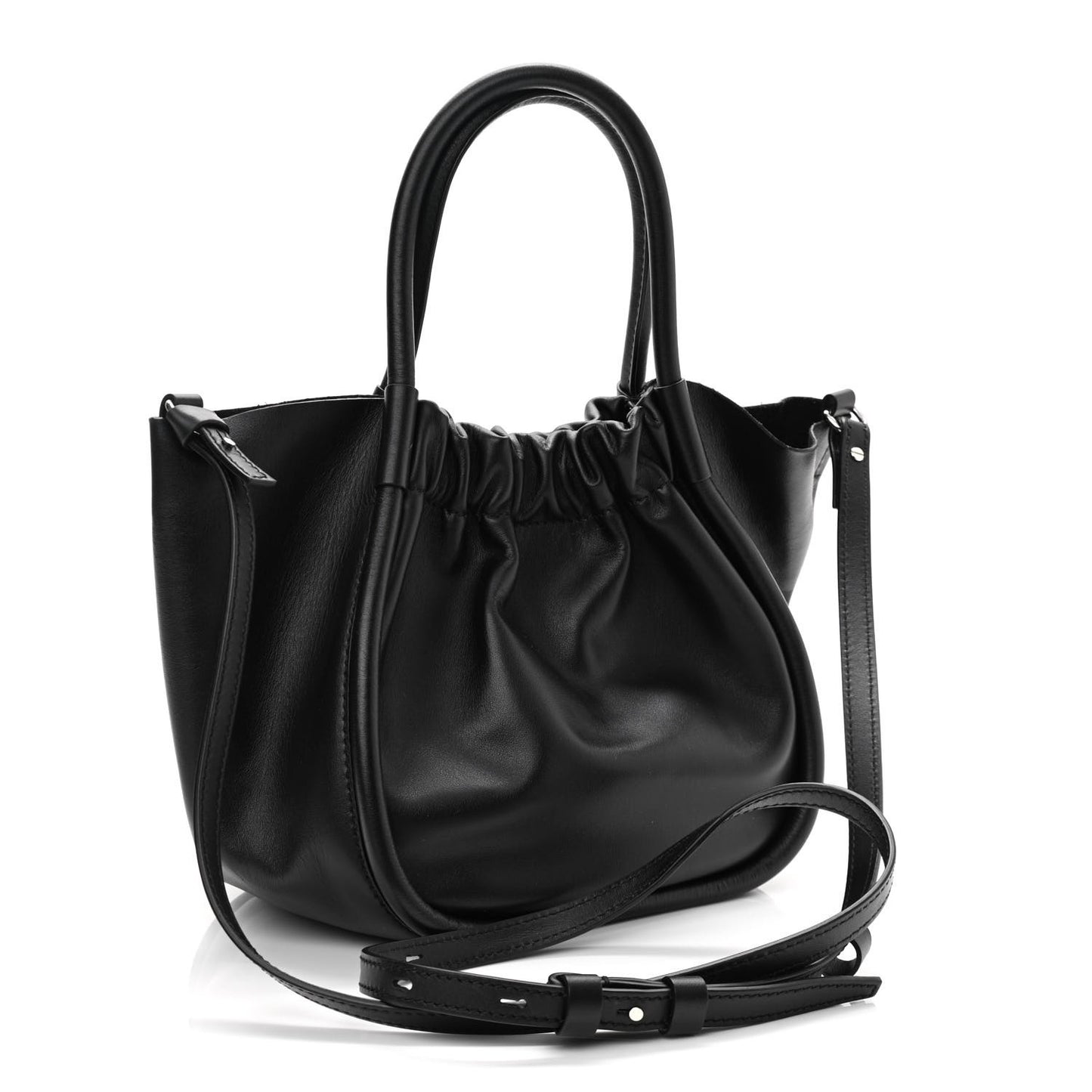 Calfskin Small Ruched Tote Black