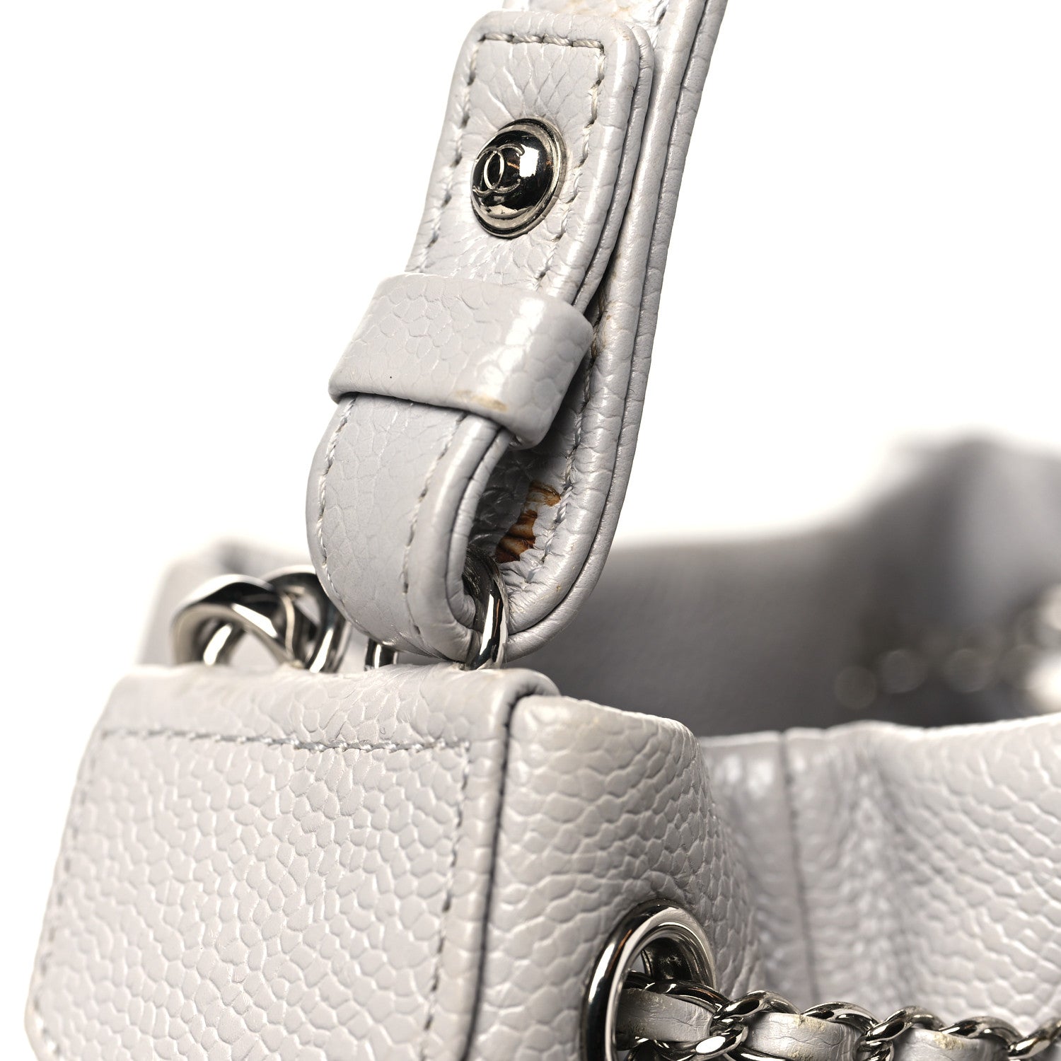 Chanel Caviar Quilted Small Chain Bucket Bag Light Gray 15 of 15