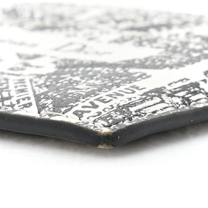 Christian Dior Calfskin Plan De Paris Print Card Holder White Black 9 of 12