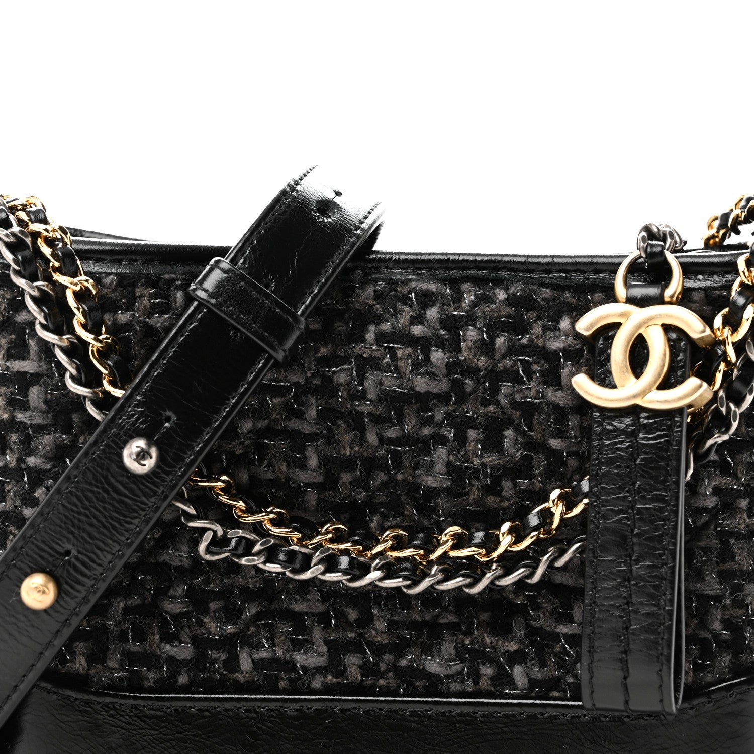 Chanel Tweed Calfskin Small Gabrielle Hobo Black 8 of 10