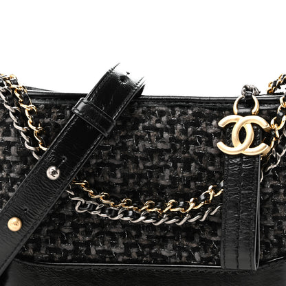 Chanel Tweed Calfskin Small Gabrielle Hobo Black 8 of 10