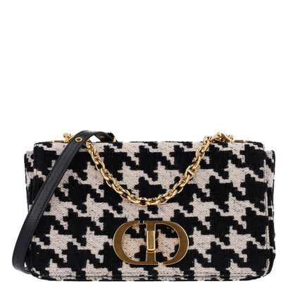 Christian Dior Technical Canvas Macro Houndstooth Medium Caro Bag Black White 1 of 9