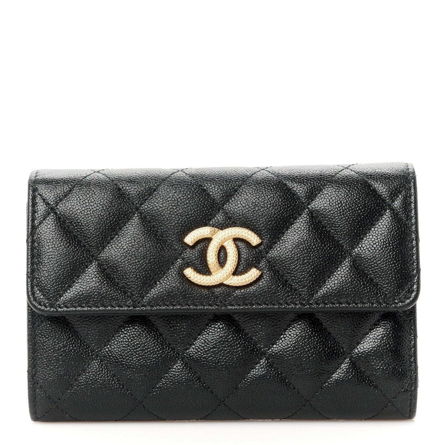 Chanel Caviar Quilted Studded CC Medium Flap Wallet Black 1 of 11