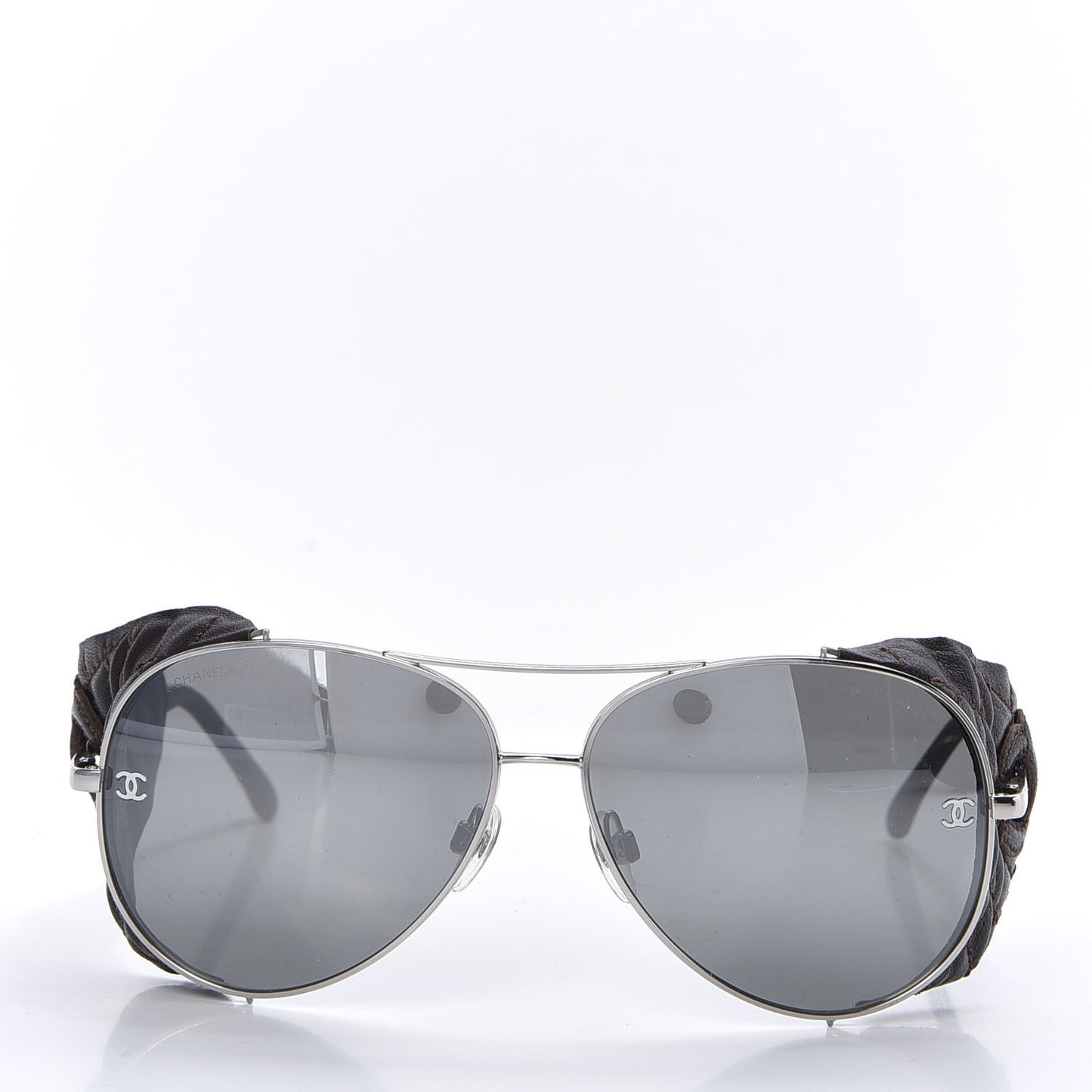 Titanium Lambskin CC Pilot Sunglasses Brown