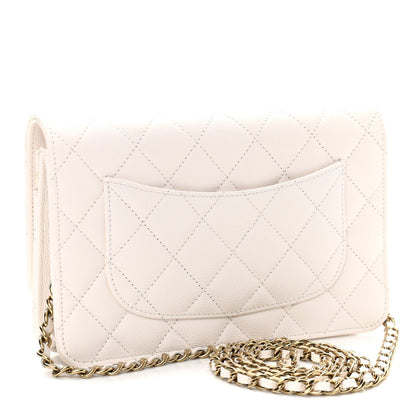 Chanel Caviar Quilted Wallet On Chain WOC White 3 of 12