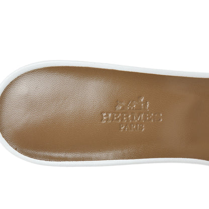 Hermes Calfskin Mona Sandals 37 White 6 of 10