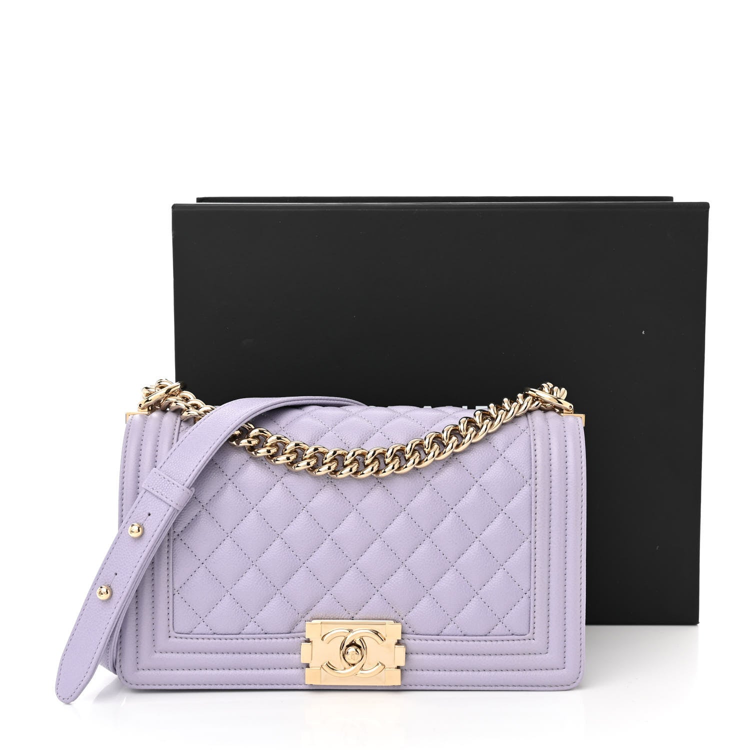 Chanel Caviar Quilted Medium Boy Flap Light Purple 12 of 12