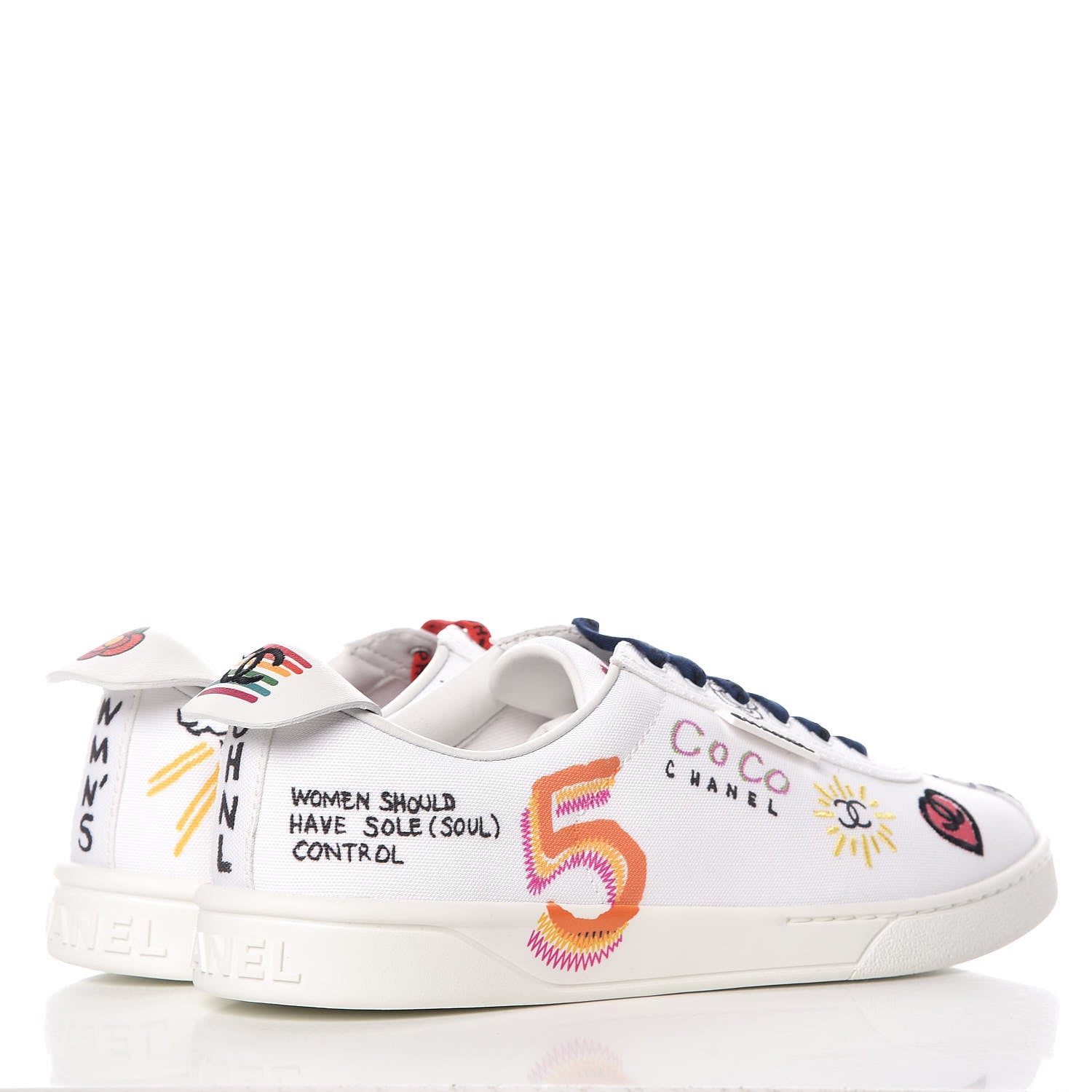 Chanel Canvas Printed Pharrell Sneakers 42 White Multicolor 3 of 17