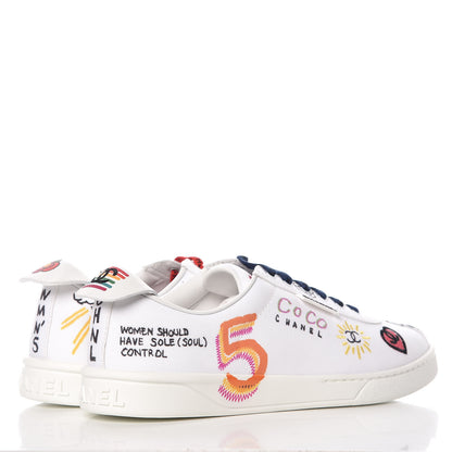 Chanel Canvas Printed Pharrell Sneakers 42 White Multicolor 3 of 17