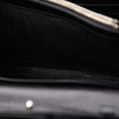 Saint Laurent Grain De Poudre Matelasse Chevron Monogram Chain Wallet Black 9 of 11