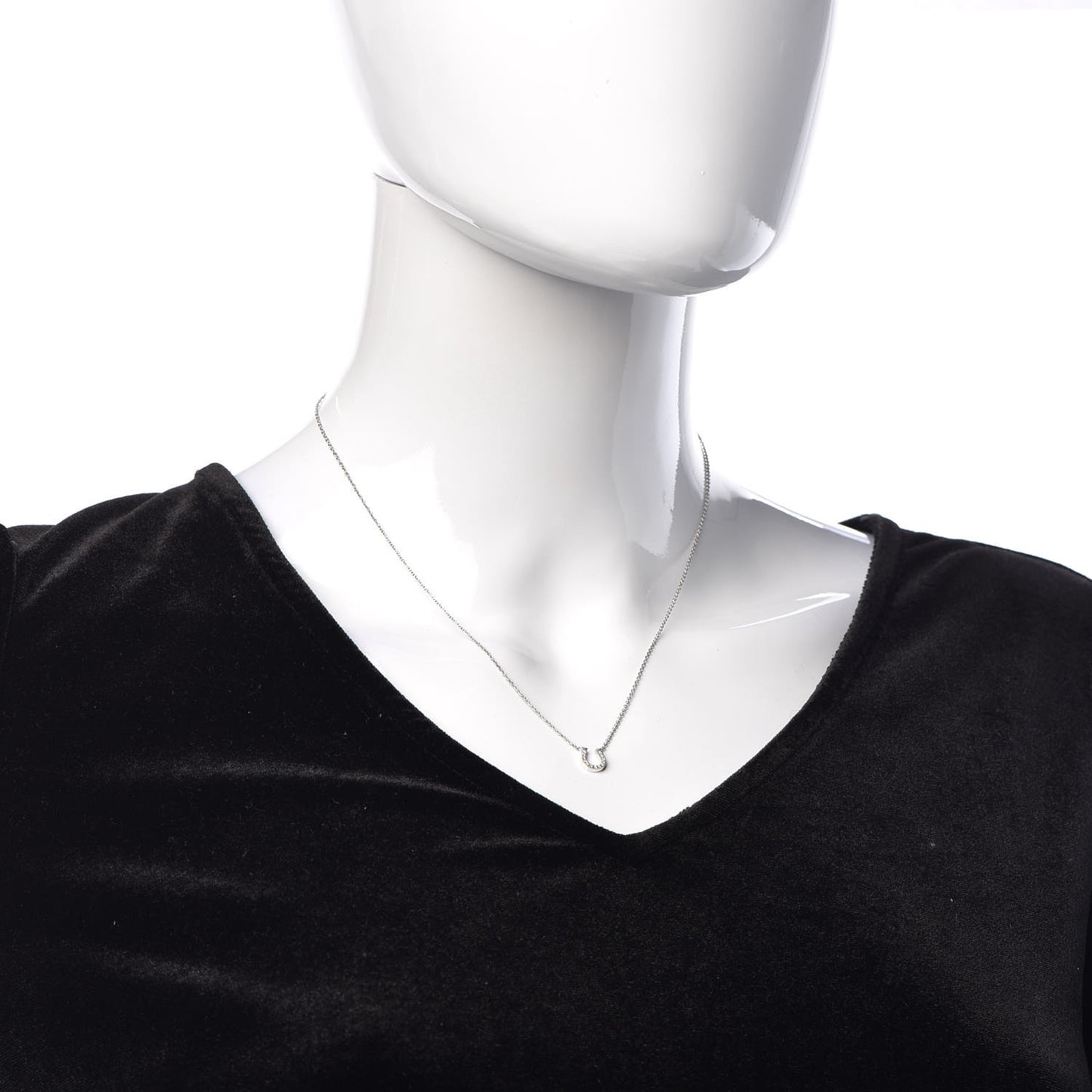 18K White Gold Diamond Mini Metro Horseshoe Pendant Necklace