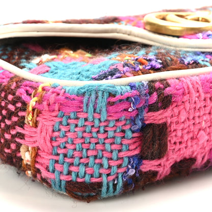 Gucci Tweed Calfskin Spicy Check Super Mini GG Marmont Shoulder Bag Pink Multicolor Mystic White 8 of 9