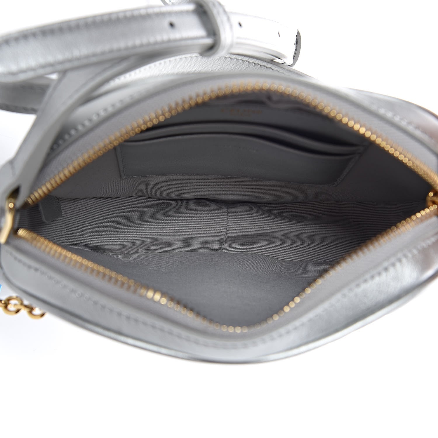Celine Laminated Calfskin Quilted Small C Charm Bag Silver 5 of 11