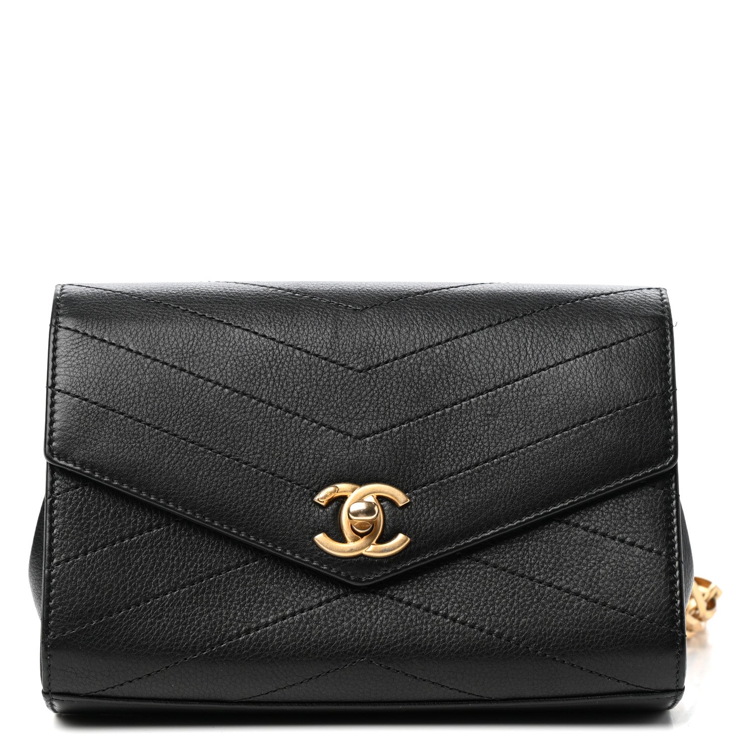 Chanel Calfskin Chevron Stitched Coco Waist Bag Black 1 of 10