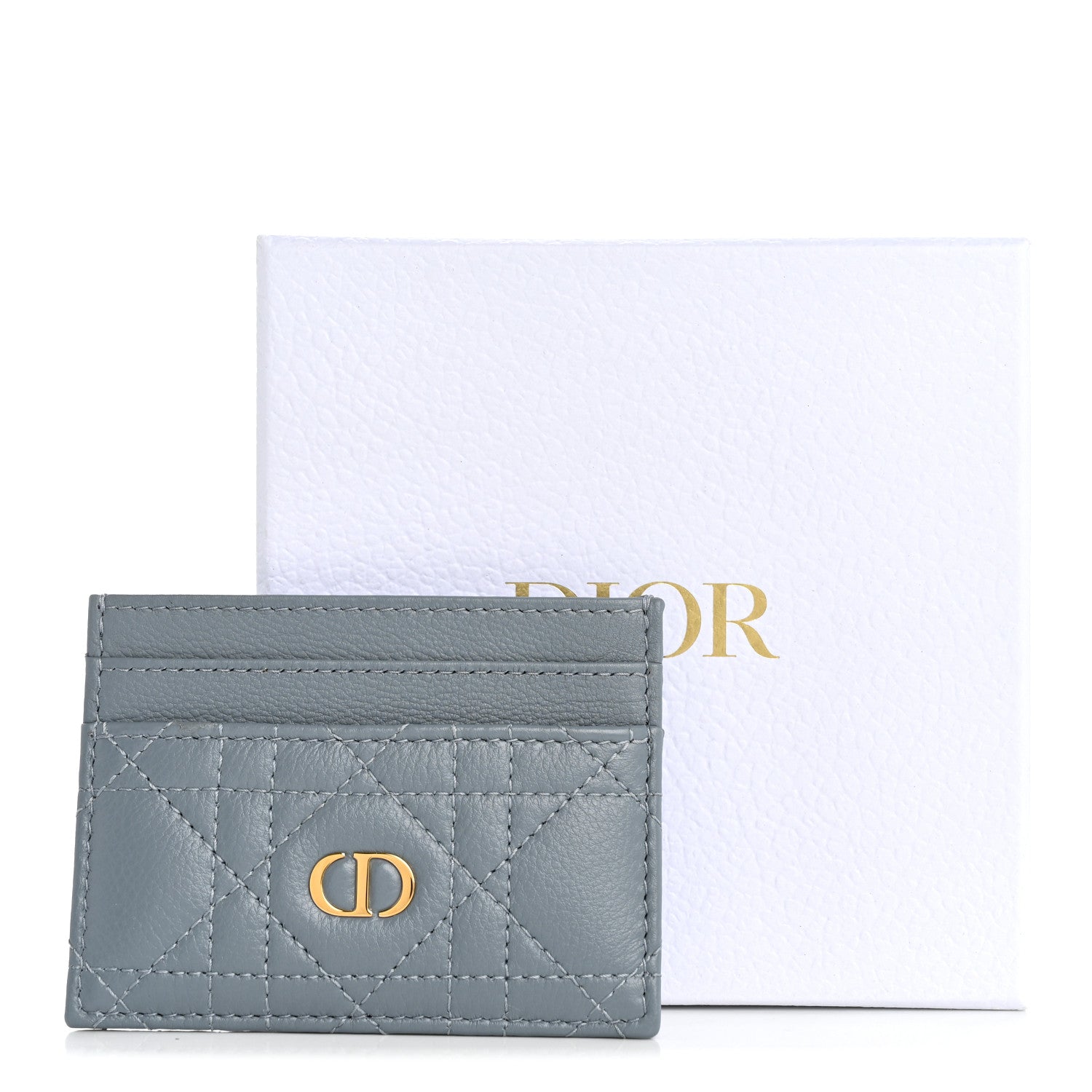 Christian Dior Supple Calfskin Cannage Caro Freesia Card Holder Cloud Blue 8 of 8