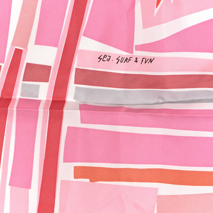 Hermes Silk Sea Surf and Fun Scarf 90 Blanc Rose Corail 4 of 5