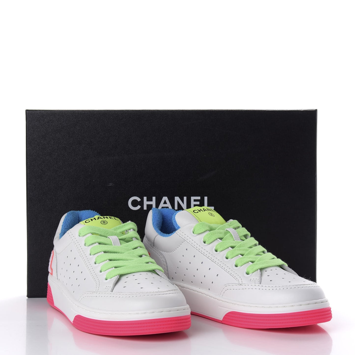 Calfskin Womens Logo Sneakers 36.5 Pink Multicolor