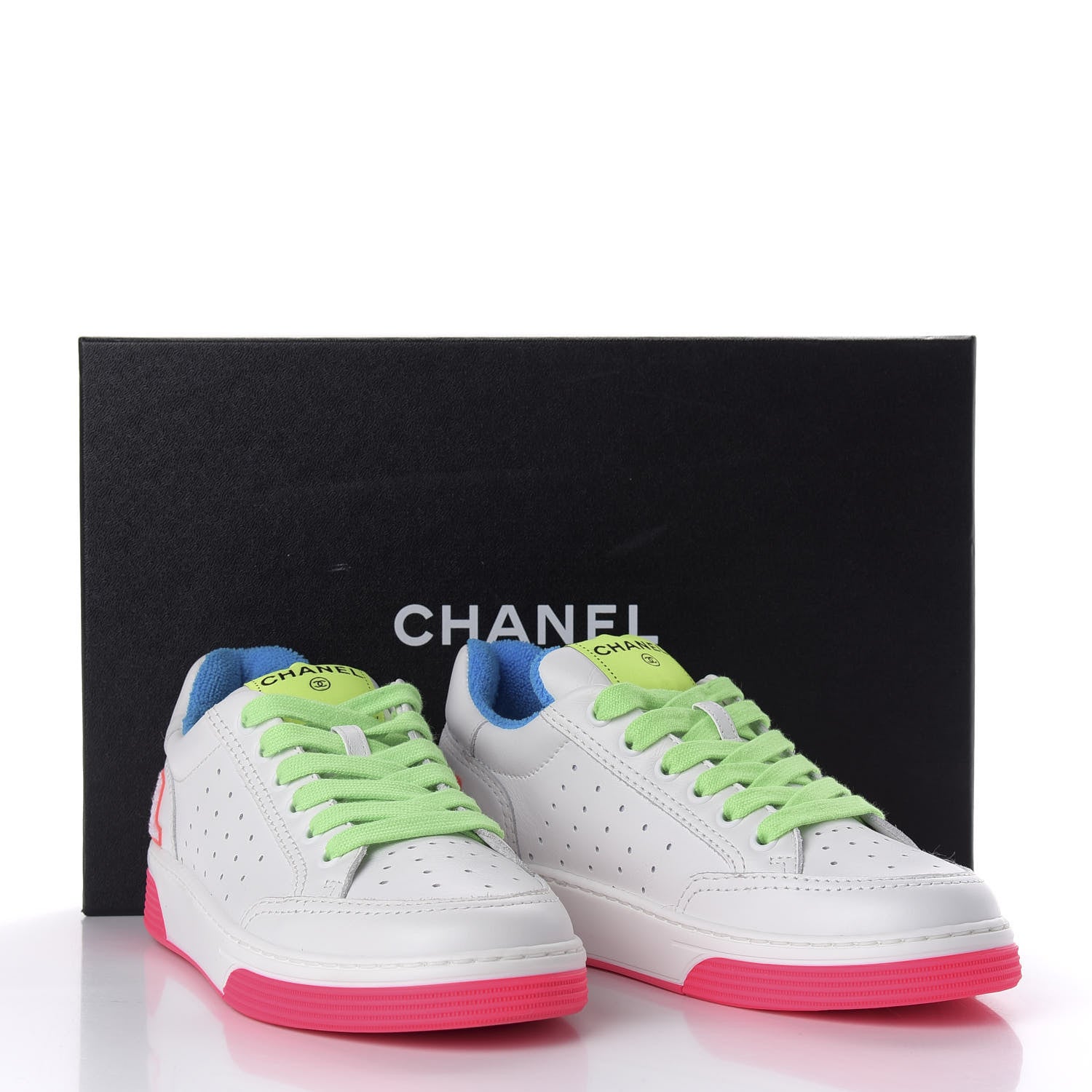 Chanel Calfskin Womens Logo Sneakers 36.5 Pink Multicolor 9 of 9