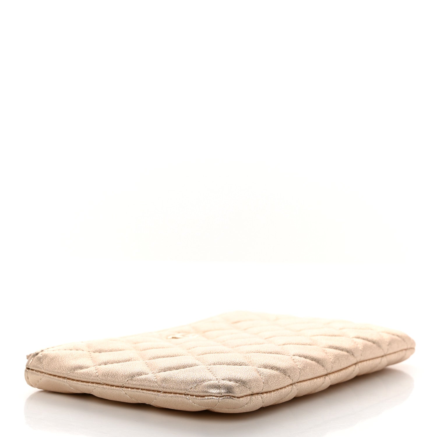 Chanel Metallic Lambskin Quilted Cosmetic Cas Gold 4 of 8