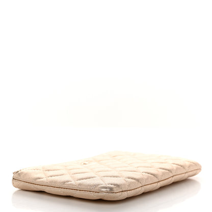 Chanel Metallic Lambskin Quilted Cosmetic Cas Gold 4 of 8