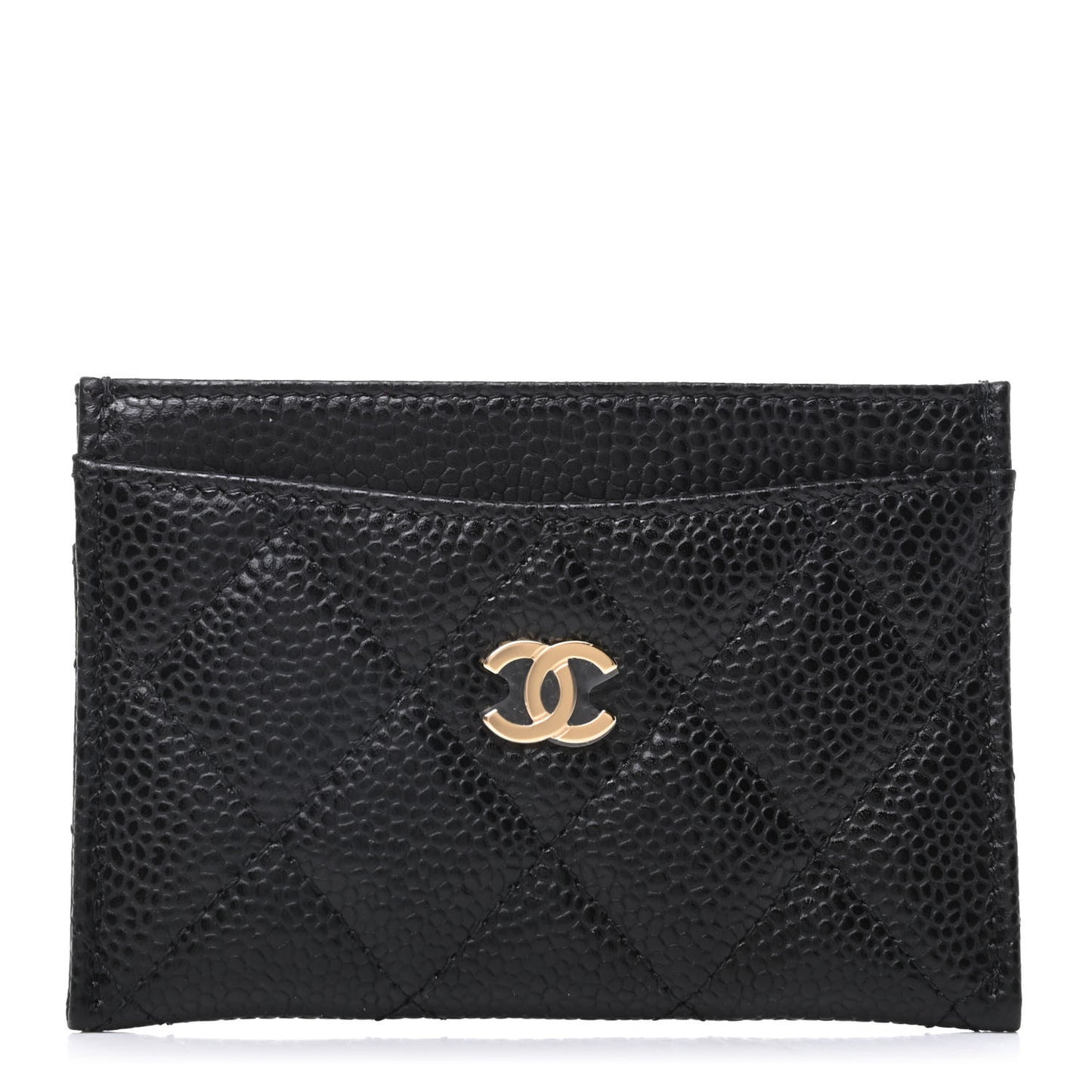 Caviar Quilted Card Holder Black