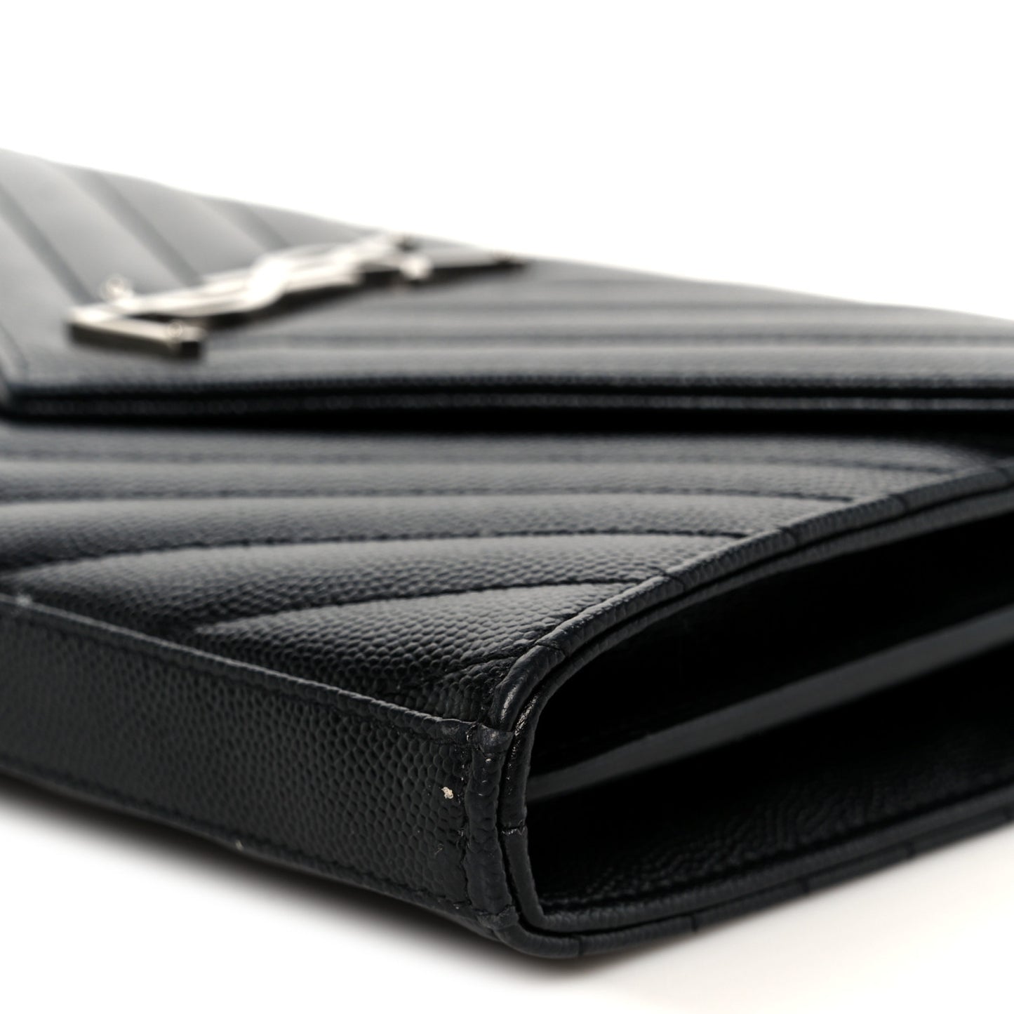 Grain De Poudre Matelasse Chevron Monogram Chain Wallet Black
