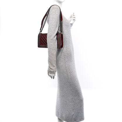 Chanel Glazed Calfskin Quilted Medium Boy Chained Flap Bordeaux 2 of 10