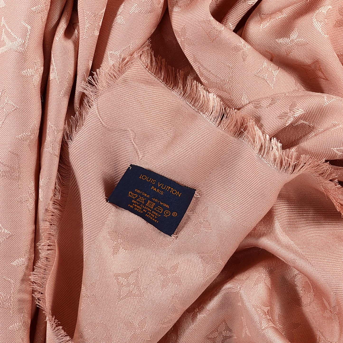 Silk Wool Monogram Shawl Rose