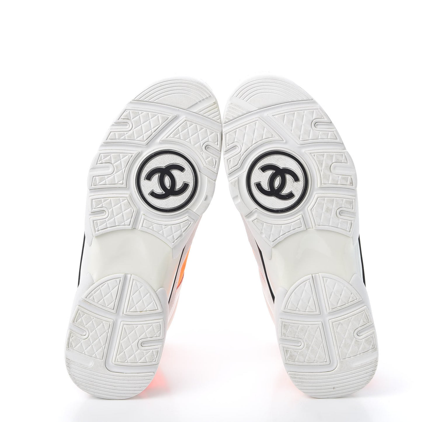 Suede Calfskin Lambskin Neoprene High Top CC Sneakers 40 White Fluo Orange